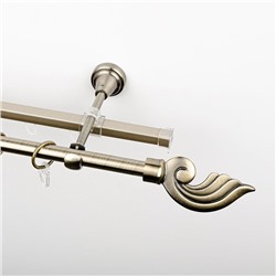 Карниз металлический стыкованный c наконечниками "Генуя", 2-рядный, золото антик, гладкая труба, ø 16 мм (kn-565)