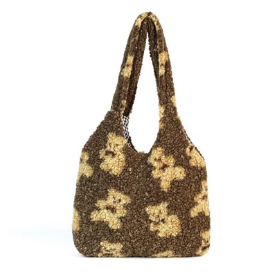 Женская меховая сумка шоппер Мех-13 Мишки Браун