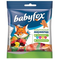 «BabyFox», мармелад жевательный с соком ягод и фруктов, 30 гр.
