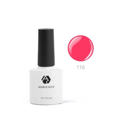 ADRICOCO Цветной гель-лак для ногтей №116, суперрозовый, 8 мл
