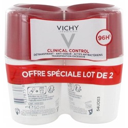 Vichy D?odorant 96H Clinical Control D?transpirant Anti-Odeur Roll-On Lot de 2 x 50 ml