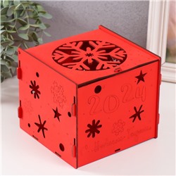 Шкатулка-куб "Снежинка" красный 15,5х15х14 см (набор 6 деталей)