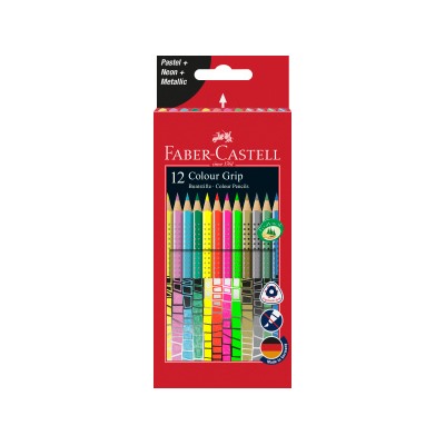 Цветные карандаши Grip, металлические и неоновые цвета, в картонной коробке, 12 шт.