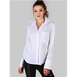 Белая асимметричная блуза с карманами