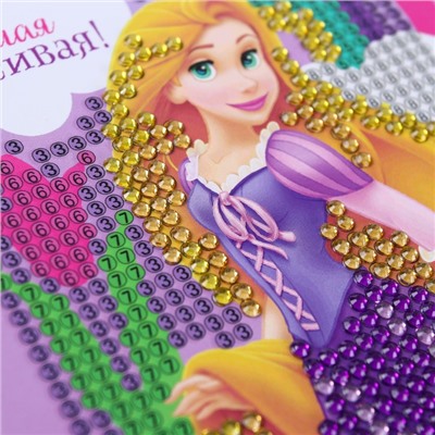 Вышивка алмазная для детей, 16 х 10,5 х 2 см "Самая красивая Рапунцель!", Принцессы