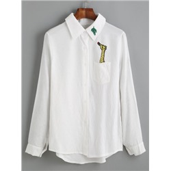 Белая асимметричная рубашка с вышивкой