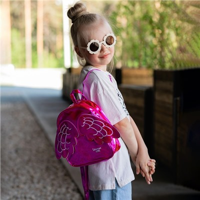 Рюкзак детский "Счастье внутри" с крыльями, 18 х розовый 18 22см см, отдел на молнии, цвет красный