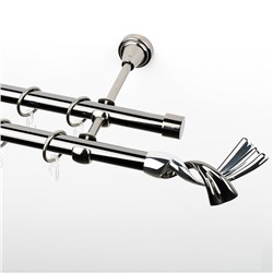 Карниз металлический стыкованный, 2-рядный "Дива", черный никель, гладкая труба, ø 19 мм (kn-408)