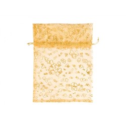 Подарочный мешочек из органзы (с блестящим рисунком), жёлтый, 15х20 см (10 шт.) Акция! Скидка -40% с 28.07.2023 по 31.12.2023. Цена указана до применения скидки.