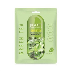 Jigott Ампульная тканевая маска с экстрактом зелёного чая, 27 мл