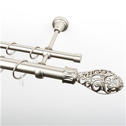 Карниз металлический стыкованный, 2-рядный "Версаль", хром матовый, гладкая труба, ø 25 мм (kn-518)