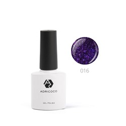 ADRICOCO Цветной гель-лак для ногтей №016, мерцающий фиолетовый, 8 мл
