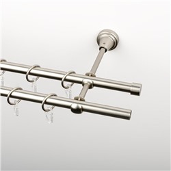 Карниз металлический стыкованный, 2-рядный, хром матовый, гладкая труба, 300 см, ø 16 мм (df-100662)