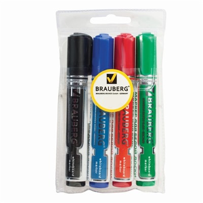 Набор маркеров для доски 4 цвета, BRAUBERG 5.0 мм