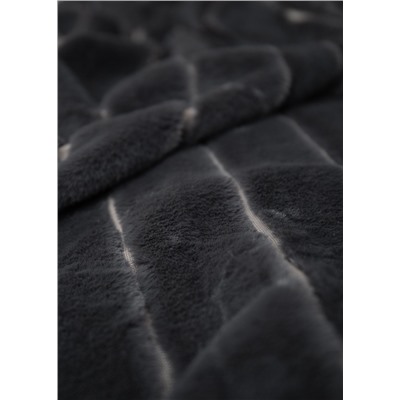 Плед искусственный мех "Кролик Полосы", темно-серый, 200*220 см (tr-1043136)
