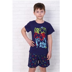 Пижама с шортами для мальчика Азарт Темно-синий
