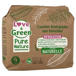 Love and Green Couche ?cologiques Pure nature 38 Couches Taille 4 Maxi (7 ? 14 kg)