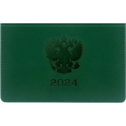 Планинг карманный датированный 2024 года, 155 х 95 мм, 64 листа, deVENTE.Emblem, твёрдая обложка из искусственной кожи, кремовый блок 70 г/м2, зелёный