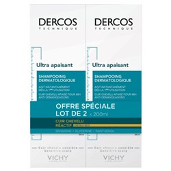 Vichy Dercos Ultra Apaisant Shampoing pour Cheveux Secs Lot de 2 x 200 ml