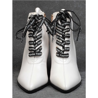 01-B087B-360D WHITE Ботинки демисезонные женские (натуральная кожа, байка)