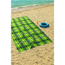 Полотенце пляжное Яркая клетка Зеленый