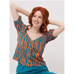 Блузка женская 7231-30051; СБ02 оранжевый/зелёный кетцаль