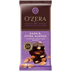 «OZera», шоколад горький с цельным миндалем «Dark & Extra Almond», 90 гр. Яшкино