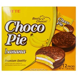 Шоколадные пирожные Чоко Пай (Choco Pie) вкус банан. Orion (12шт.), 336 гр.