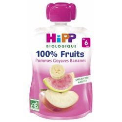 HiPP 100% Fruits Gourde Pommes Goyaves Bananes d?s 6 Mois Bio 90 g