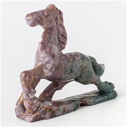 Фигурка из яшмы (резьба по камню) - Лошадь бегущая - 80х75 мм - для ОПТовиков