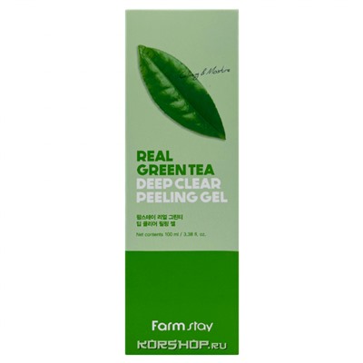 Пилинг гель для лица с экстрактом зеленого чая Real Green Tea Deep Clear Peeling Gel FarmStay, Корея, 100 мл Акция