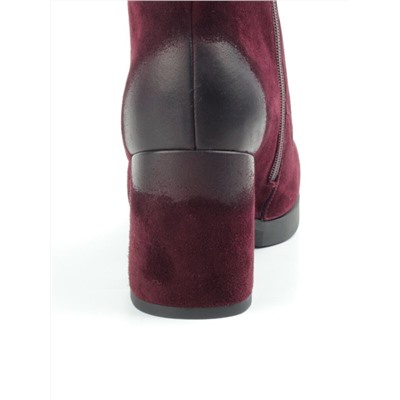04-R135-2 BURGUNDY Ботинки зимние женские (натуральная замша, натуральный мех)