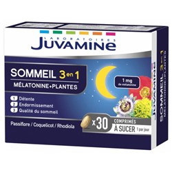 Juvamine Sommeil 3en1 M?latonine + Plantes 30 Comprim?s ? sucer