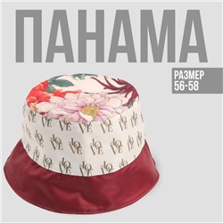 Панама «Цветы», цвет бордовый, 56-58 рр.