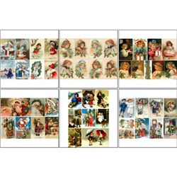 Набор декупажных карт 6 шт "Винтажные открытки" А4, 45 г/м2