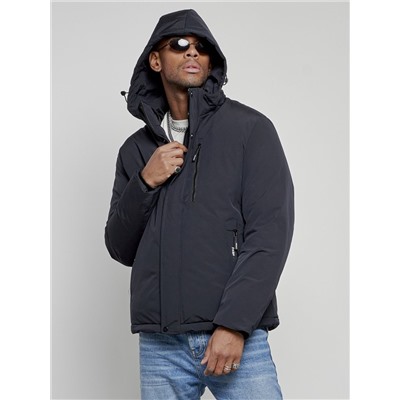 Куртка мужская зимняя с капюшоном спортивная великан темно-синего цвета 8335TS