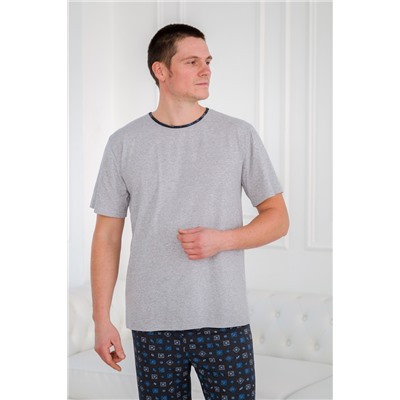 Пижама мужская из футболки с коротким рукавом и брюк из кулирки Генри антрацит