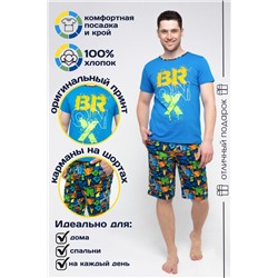 Пижама с шортами мужская 44016 Буквы