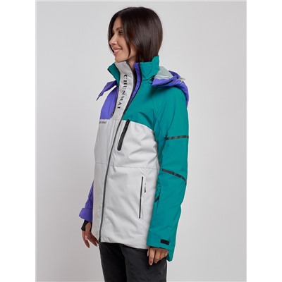 Горнолыжная куртка женская зимняя темно-зеленого цвета 2322TZ