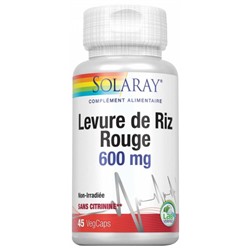 Solaray Levure de Riz Rouge 600 mg 45 Capsules V?g?tales
