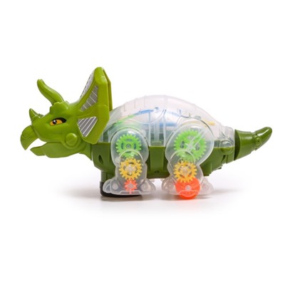 Динозавр «Шестерёнки», свет и звук, работает от батареек, цвет зелёный