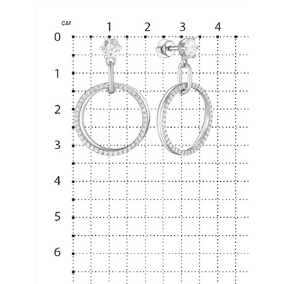 Серьги-пусеты из серебра с фианитами родированные - Кольца