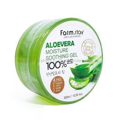 Гель с экстрактом алоэ FarmStay Aloe Vera Moisture Soothing Gel 100%, 300 ml (51)