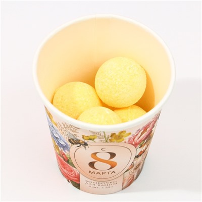ЧИСТОЕ СЧАСТЬЕ, бомбочки для ванныб «С 8 марта!», подарочный набор 6 х 20 г, лимон и мёд