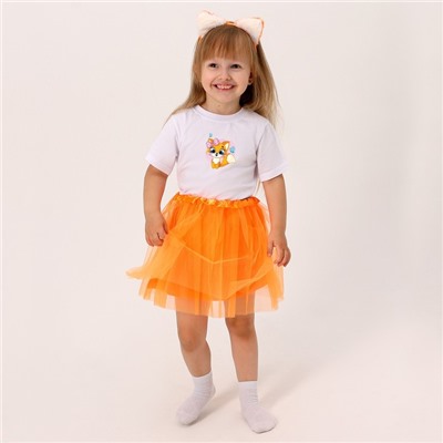 Карнавальный набор «Лисичка»: футболка, юбка, ободок, хвост, термонаклейка, рост 110–116 см