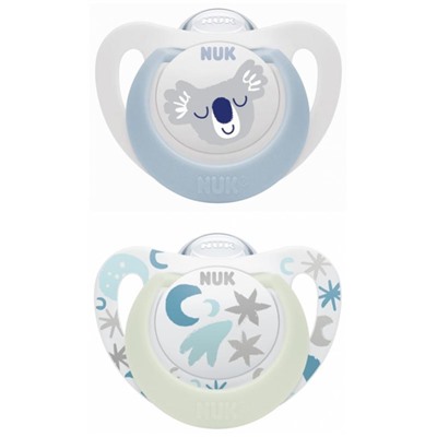 NUK Starlight Day and Night 2 Sucettes Silicone 0-6 Mois