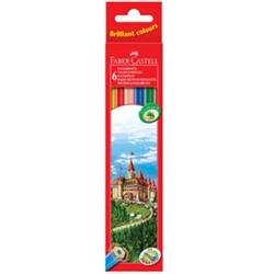 Цветные карандаши Замок, набор цветов, в картонной коробке, 6 шт