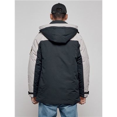 Куртка мужская зимняя с капюшоном молодежная темно-синего цвета 88906TS