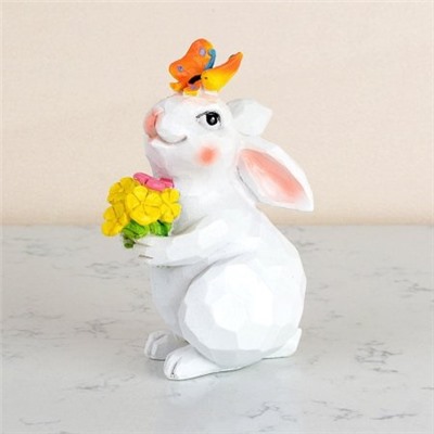 Фигурка Кролик с цветами 3D / DY9001 /уп 120/Пасха (A)