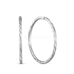 Серьги-конго из серебра с алмазной огранкой родированные - диаметр 2 см